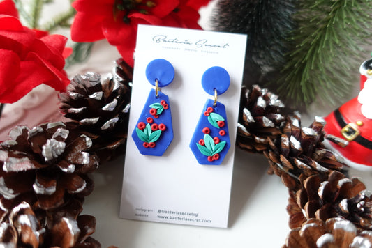 Blue Christmas Clay Earrings 4