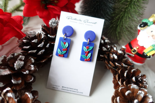 Blue Christmas Clay Earrings 5